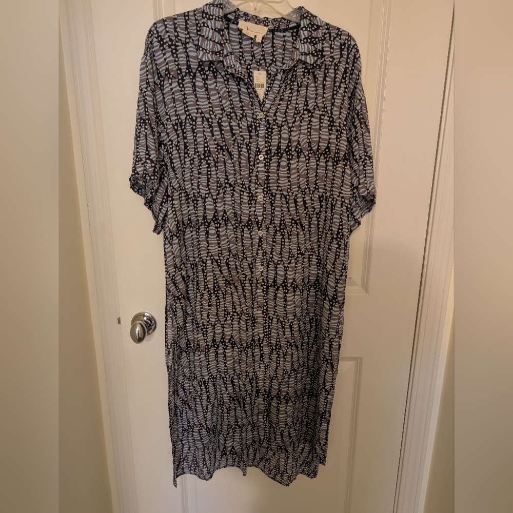 Anthropologie Black and White Patterned Midi Dress